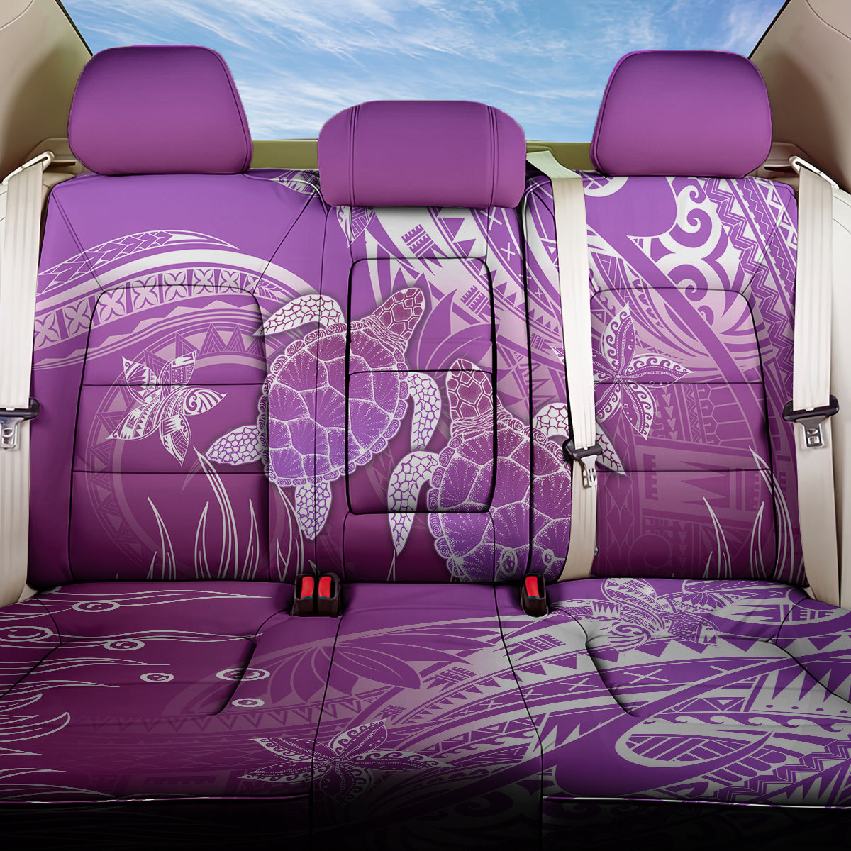 Polynesia Valentine Day Back Car Seat Cover Polynesian Sea Turtle Purple Version LT14 One Size Purple - Polynesian Pride