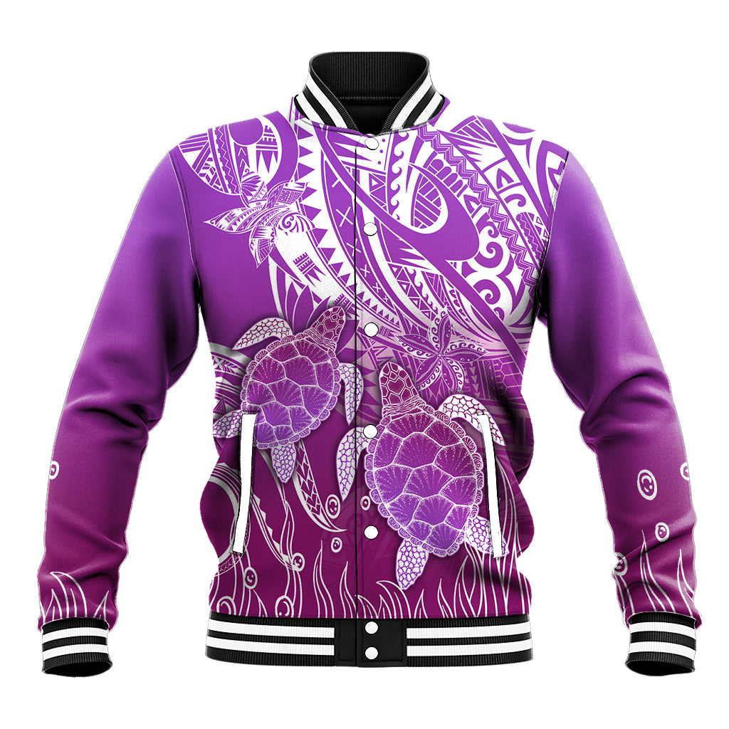 Polynesia Valentine Day Baseball Jacket Polynesian Sea Turtle Purple Version LT14 Unisex Purple - Polynesian Pride