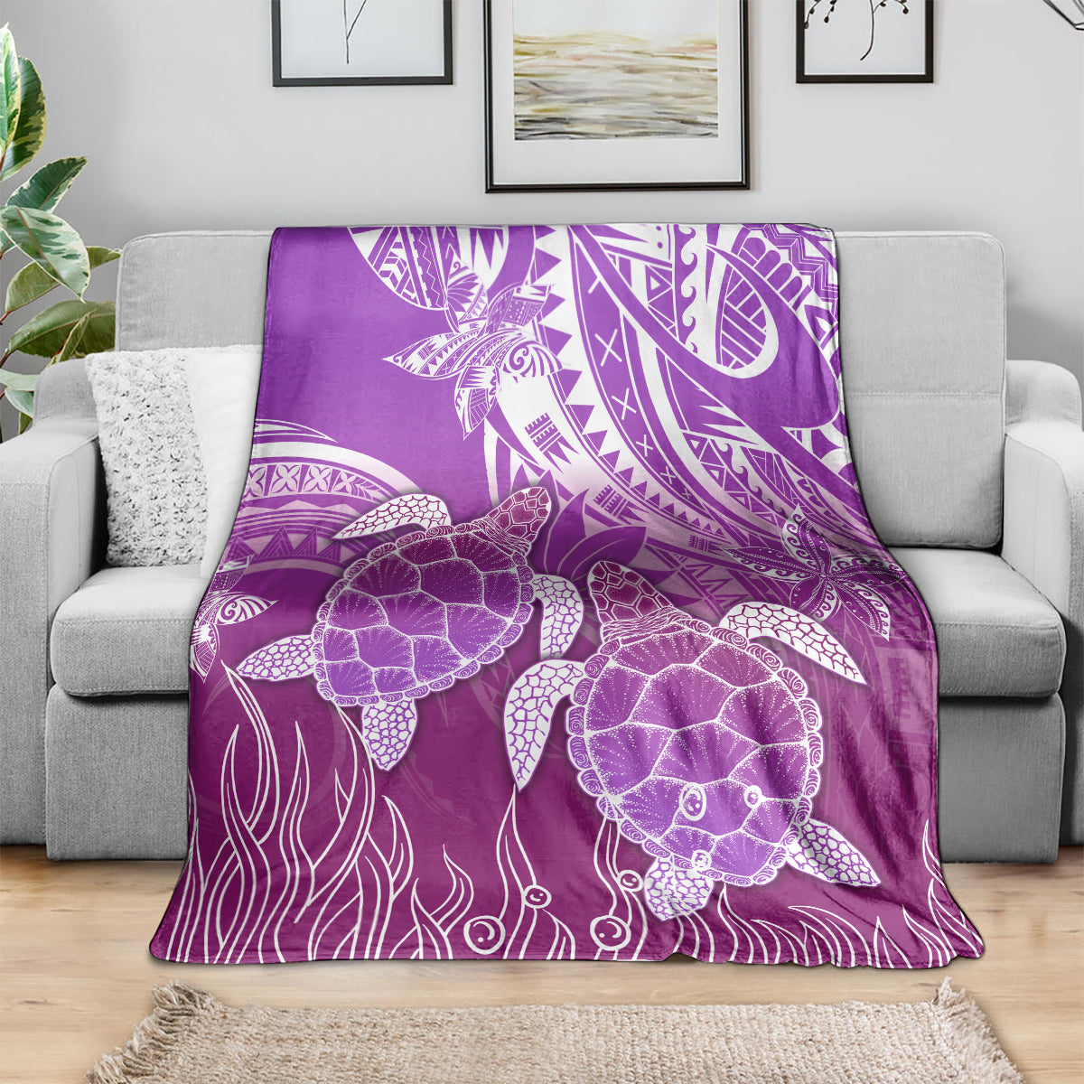 Polynesia Valentine Day Blanket Polynesian Sea Turtle Purple Version LT14 - Polynesian Pride