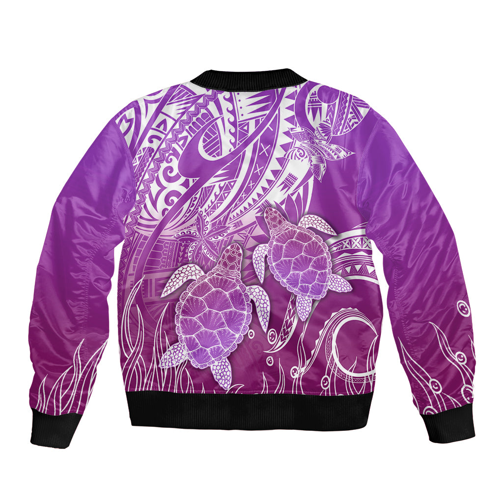 Polynesia Valentine Day Bomber Jacket Polynesian Sea Turtle Purple Version LT14 - Polynesian Pride