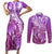 Polynesia Valentine Day Couples Matching Short Sleeve Bodycon Dress and Long Sleeve Button Shirt Polynesian Sea Turtle Purple Version LT14 Purple - Polynesian Pride