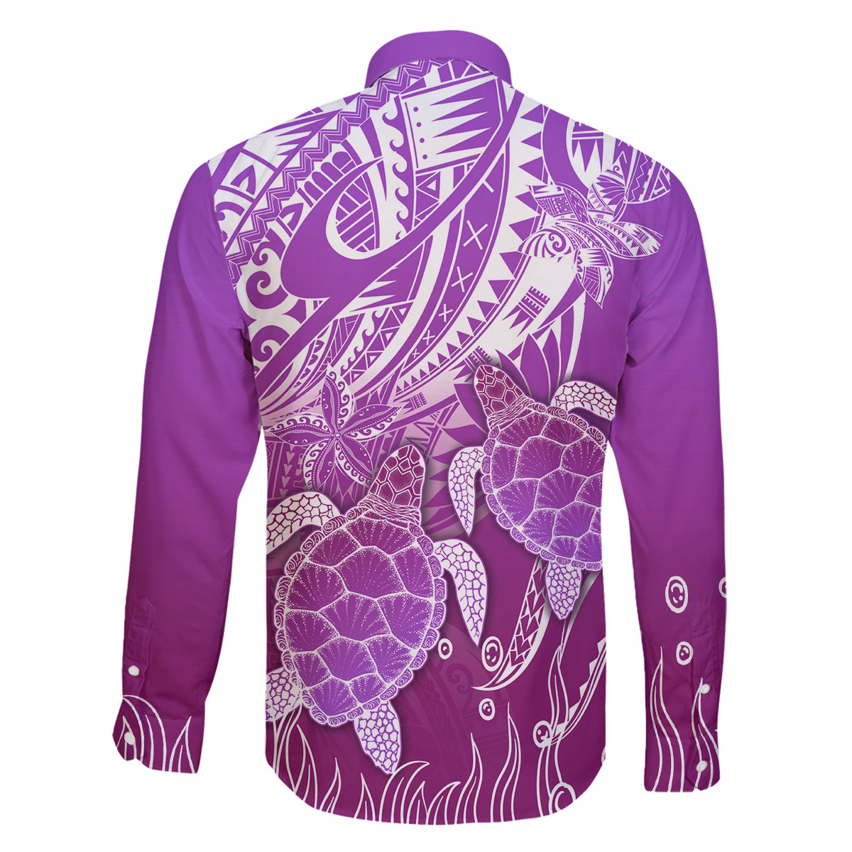 Polynesia Valentine Day Family Matching Long Sleeve Bodycon Dress and Hawaiian Shirt Polynesian Sea Turtle Purple Version LT14 - Polynesian Pride