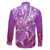 Polynesia Valentine Day Family Matching Long Sleeve Bodycon Dress and Hawaiian Shirt Polynesian Sea Turtle Purple Version LT14 - Polynesian Pride