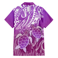 Polynesia Valentine Day Family Matching Short Sleeve Bodycon Dress and Hawaiian Shirt Polynesian Sea Turtle Purple Version LT14 - Polynesian Pride