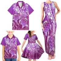 Polynesia Valentine Day Family Matching Tank Maxi Dress and Hawaiian Shirt Polynesian Sea Turtle Purple Version LT14 - Polynesian Pride