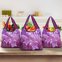Polynesia Valentine Day Grocery Bag Polynesian Sea Turtle Purple Version