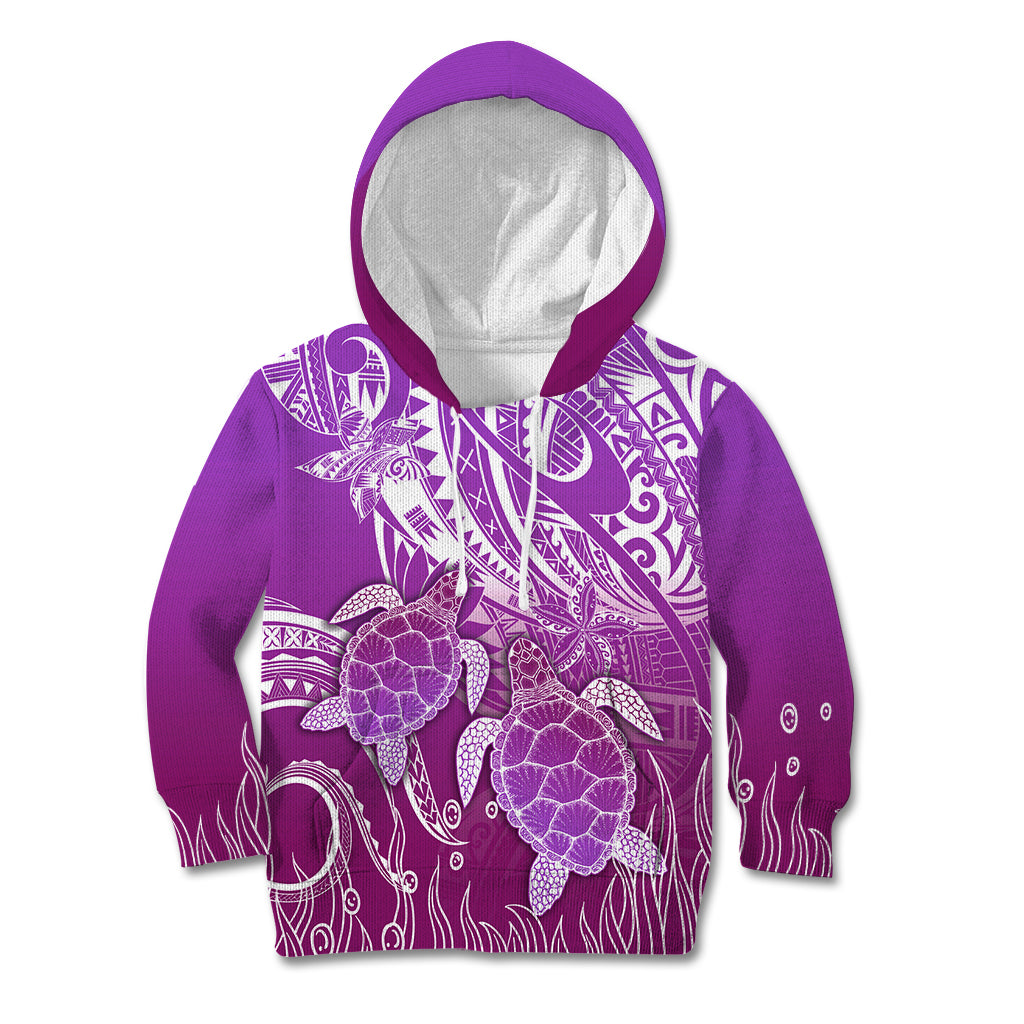Polynesia Valentine Day Kid Hoodie Polynesian Sea Turtle Purple Version LT14 Hoodie Purple - Polynesian Pride