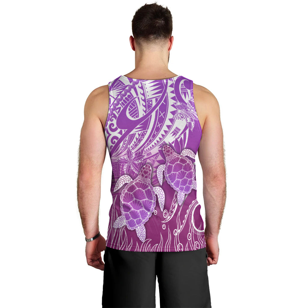Polynesia Valentine Day Men Tank Top Polynesian Sea Turtle Purple Version LT14 - Polynesian Pride