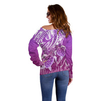 Polynesia Valentine Day Off Shoulder Sweater Polynesian Sea Turtle Purple Version LT14 - Polynesian Pride