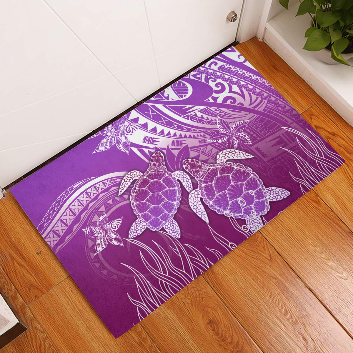 Polynesia Valentine Day Rubber Doormat Polynesian Sea Turtle Purple Version LT14 Purple - Polynesian Pride