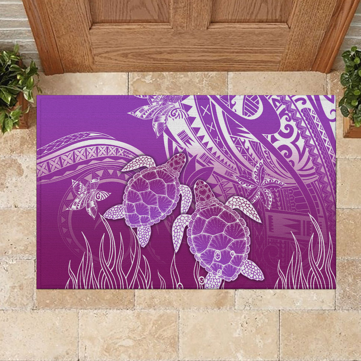 Polynesia Valentine Day Rubber Doormat Polynesian Sea Turtle Purple Version LT14 - Polynesian Pride