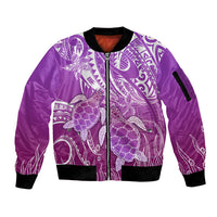 Polynesia Valentine Day Sleeve Zip Bomber Jacket Polynesian Sea Turtle Purple Version LT14 Unisex Purple - Polynesian Pride