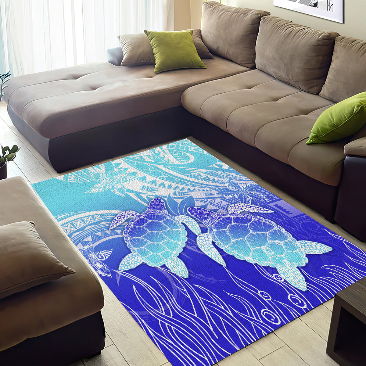 Polynesia Valentine Day Area Rug Polynesian Sea Turtle Turquoise Version LT14 - Polynesian Pride