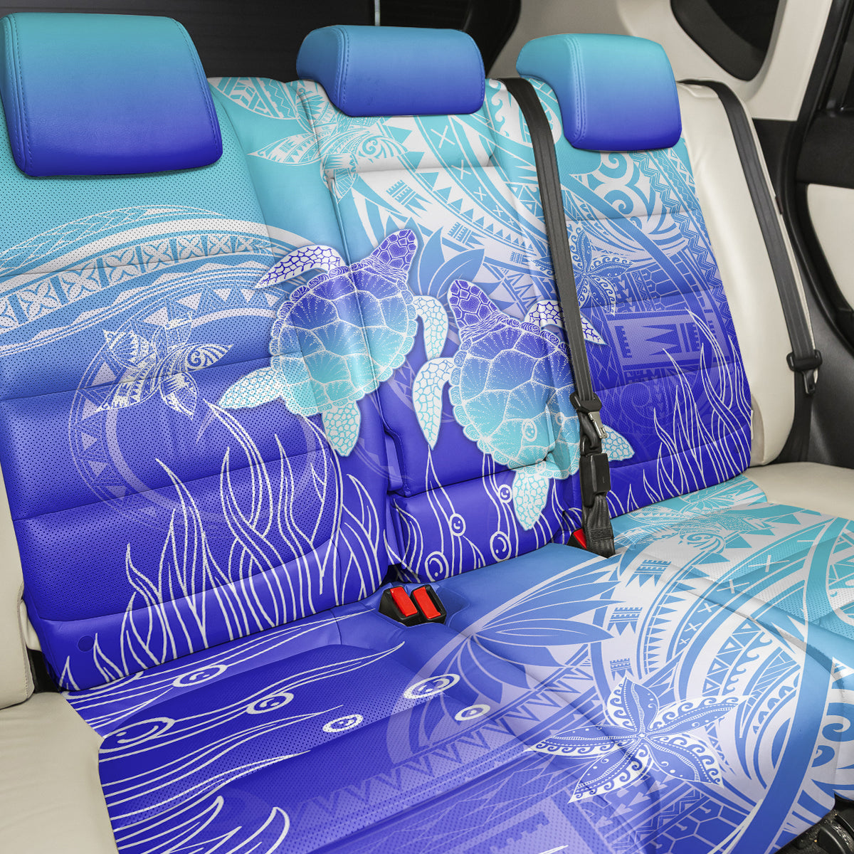 Polynesia Valentine Day Back Car Seat Cover Polynesian Sea Turtle Turquoise Version LT14 - Polynesian Pride