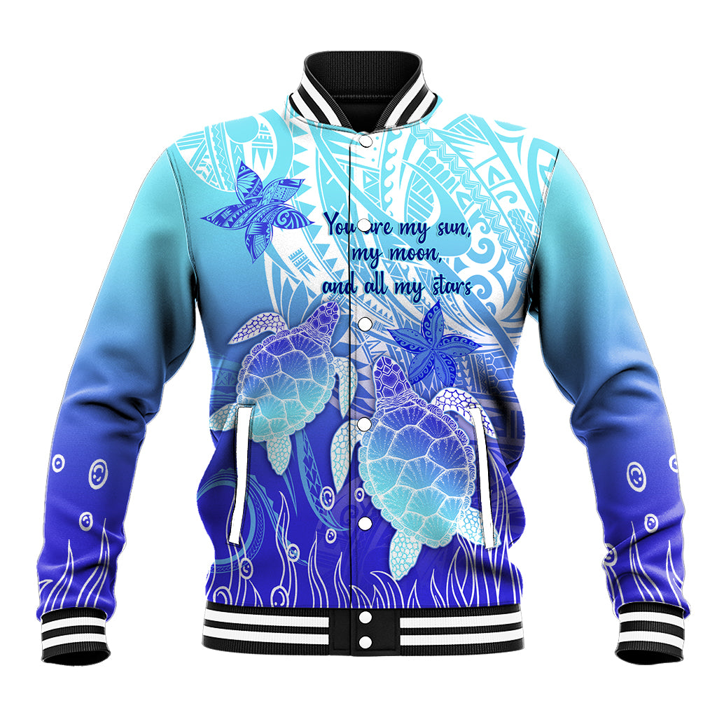 Polynesia Valentine Day Baseball Jacket Polynesian Sea Turtle Turquoise Version LT14 Unisex Turquoise - Polynesian Pride