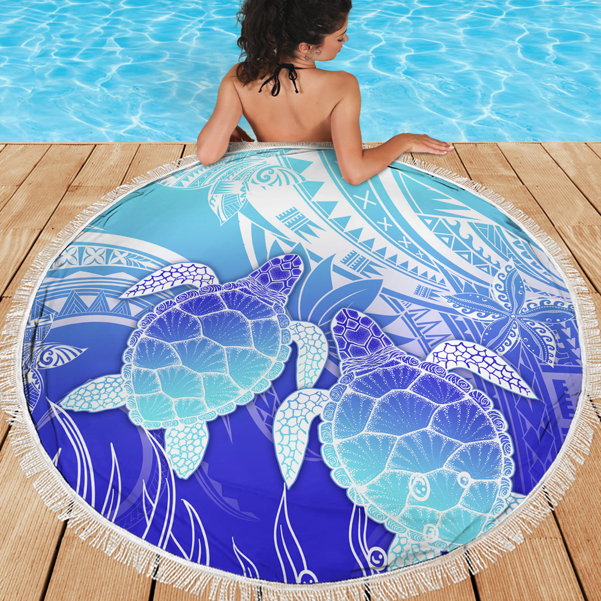 Polynesia Valentine Day Beach Blanket Polynesian Sea Turtle Turquoise Version LT14 - Polynesian Pride