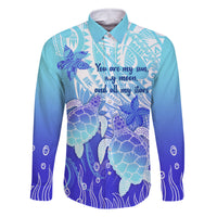 Polynesia Valentine Day Family Matching Tank Maxi Dress and Hawaiian Shirt Polynesian Sea Turtle Turquoise Version LT14 Dad's Shirt - Long Sleeve Turquoise - Polynesian Pride