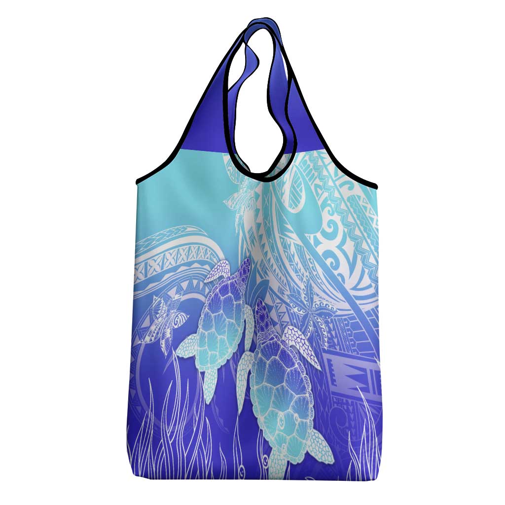 Polynesia Valentine Day Grocery Bag Polynesian Sea Turtle Turquoise Version
