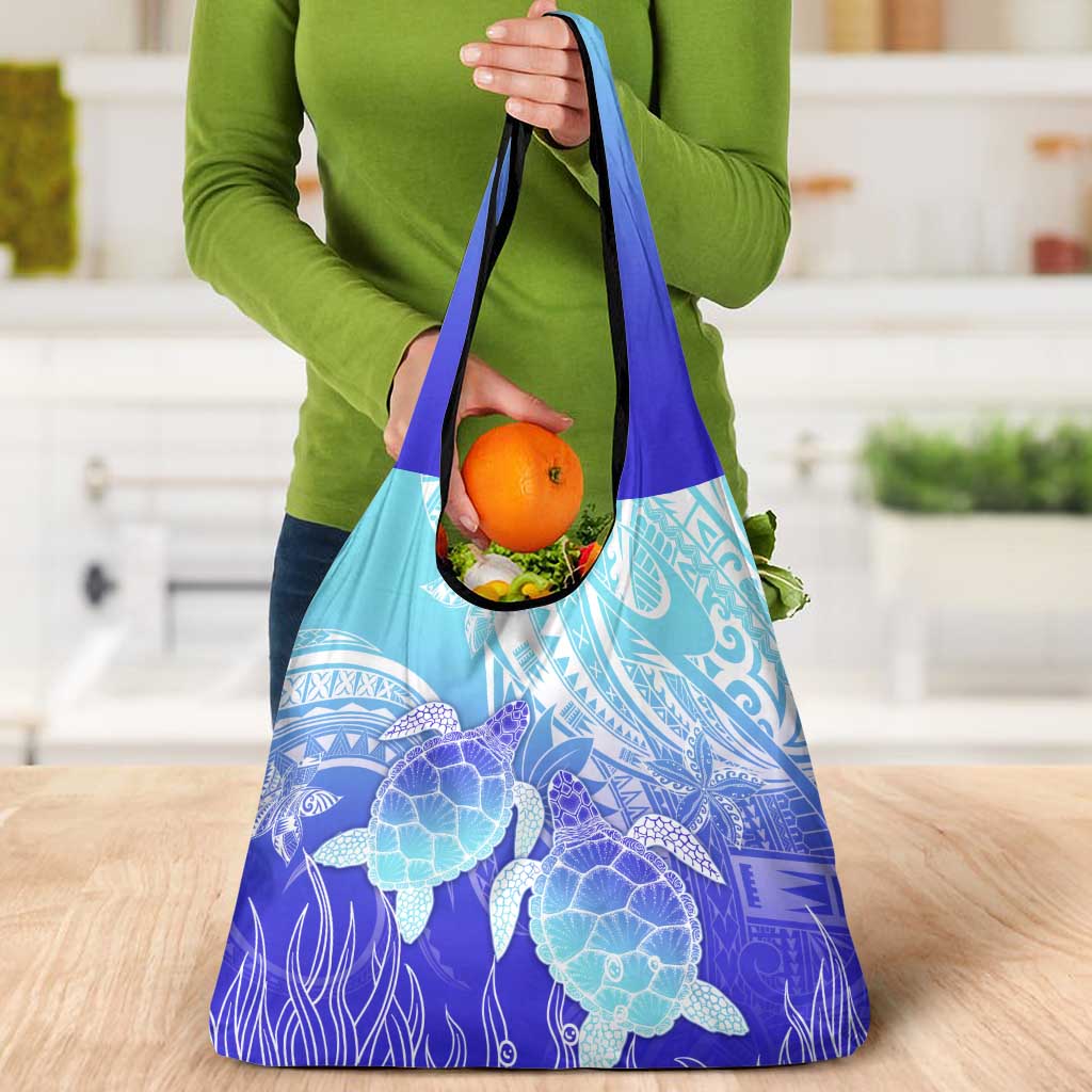 Polynesia Valentine Day Grocery Bag Polynesian Sea Turtle Turquoise Version