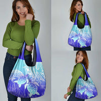Polynesia Valentine Day Grocery Bag Polynesian Sea Turtle Turquoise Version