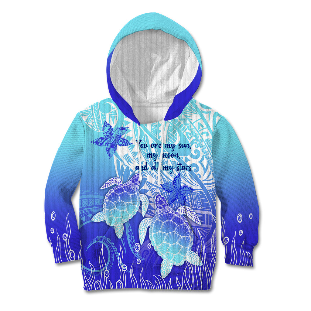 Polynesia Valentine Day Kid Hoodie Polynesian Sea Turtle Turquoise Version LT14 Hoodie Turquoise - Polynesian Pride