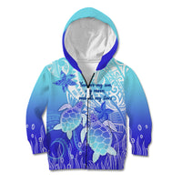 Polynesia Valentine Day Kid Hoodie Polynesian Sea Turtle Turquoise Version LT14 Zip Hoodie Turquoise - Polynesian Pride