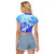 Polynesia Valentine Day Raglan Cropped T Shirt Polynesian Sea Turtle Turquoise Version LT14 - Polynesian Pride