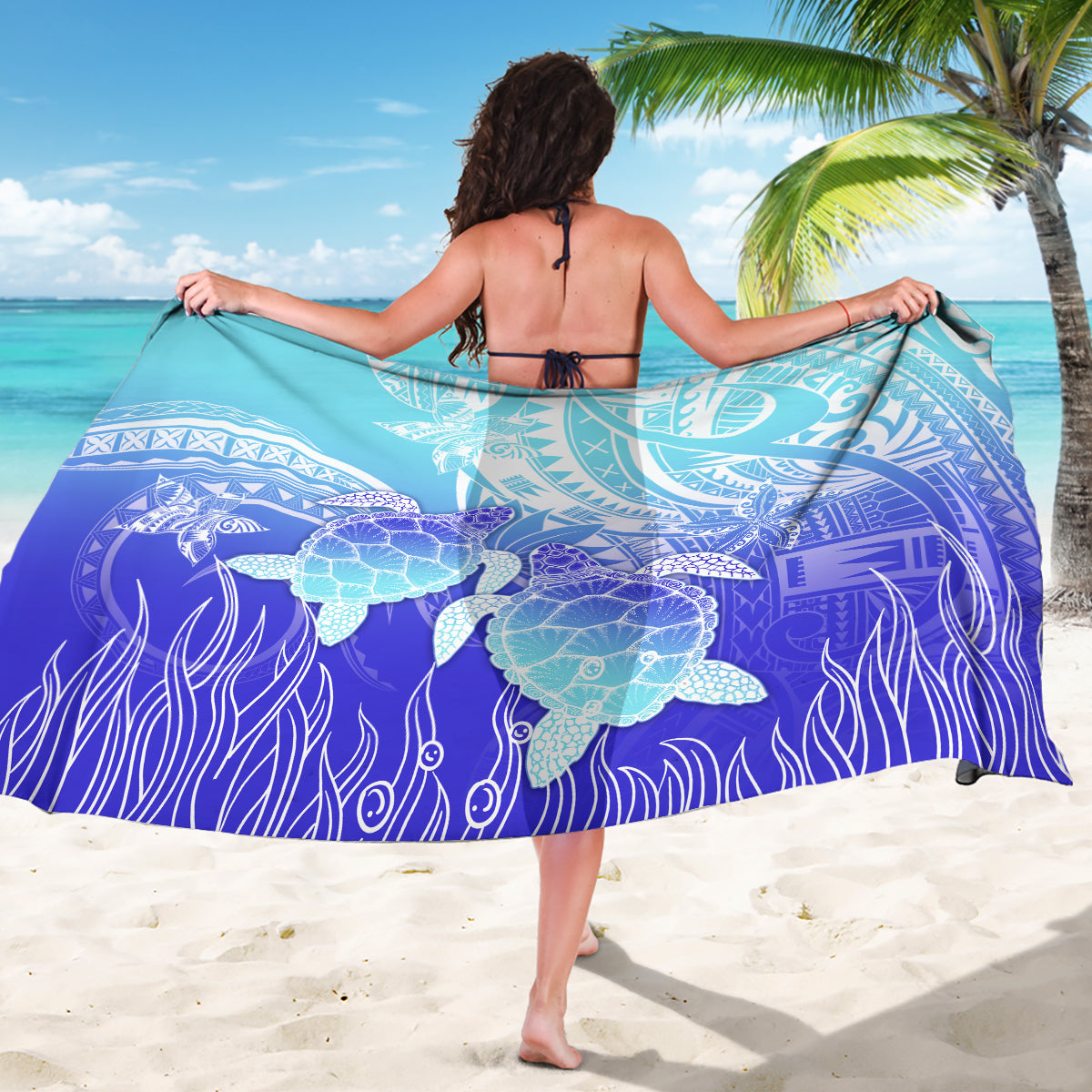 Polynesia Valentine Day Sarong Polynesian Sea Turtle Turquoise Version LT14 - Polynesian Pride