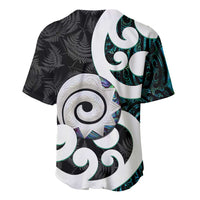 Aotearoa Koru Baseball Jersey Cyan Maori Paua Shell Mix Silver Fern LT14 - Polynesian Pride