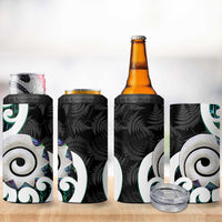 Aotearoa Koru 4 in 1 Can Cooler Tumbler Cyan Maori Paua Shell Mix Silver Fern