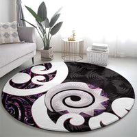 Aotearoa Koru Round Carpet Purple Maori Paua Shell Mix Silver Fern LT14 - Polynesian Pride
