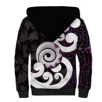 Aotearoa Koru Sherpa Hoodie Purple Maori Paua Shell Mix Silver Fern