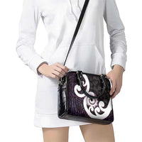 Aotearoa Koru Shoulder Handbag Purple Maori Paua Shell Mix Silver Fern