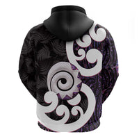 Aotearoa Koru Zip Hoodie Purple Maori Paua Shell Mix Silver Fern LT14 - Polynesian Pride