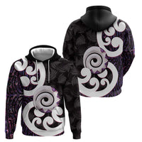 Aotearoa Koru Zip Hoodie Purple Maori Paua Shell Mix Silver Fern LT14 - Polynesian Pride