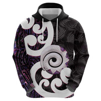 Aotearoa Koru Zip Hoodie Purple Maori Paua Shell Mix Silver Fern LT14 - Polynesian Pride