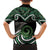 Koru Pounamu Aotearoa Family Matching Off The Shoulder Long Sleeve Dress and Hawaiian Shirt Maori Paua Shell Mix Silver Fern