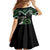 Koru Pounamu Aotearoa Family Matching Off The Shoulder Long Sleeve Dress and Hawaiian Shirt Maori Paua Shell Mix Silver Fern