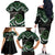 Koru Pounamu Aotearoa Family Matching Off The Shoulder Long Sleeve Dress and Hawaiian Shirt Maori Paua Shell Mix Silver Fern