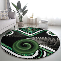 Koru Pounamu Aotearoa Round Carpet Maori Paua Shell Mix Silver Fern LT14 - Polynesian Pride