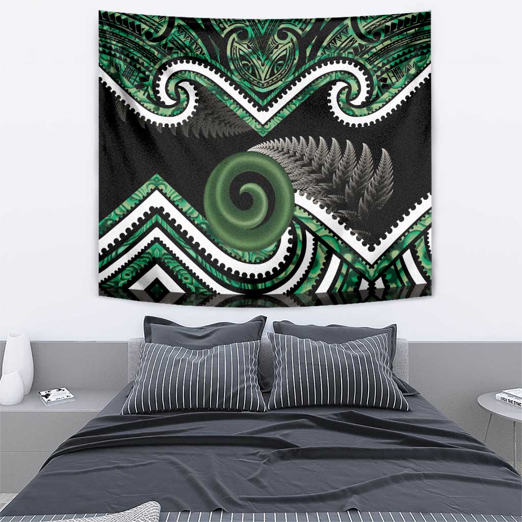 Koru Pounamu Aotearoa Tapestry Maori Paua Shell Mix Silver Fern