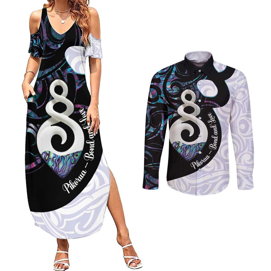 Aotearoa Pikorua Couples Matching Summer Maxi Dress and Long Sleeve Button Shirt NZ Twist - Bond And Love LT14 White - Polynesian Pride