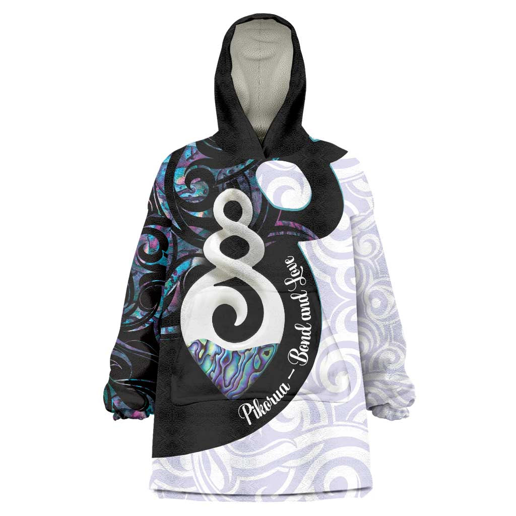Aotearoa Pikorua Wearable Blanket Hoodie NZ Twist - Bond And Love LT14 One Size White - Polynesian Pride