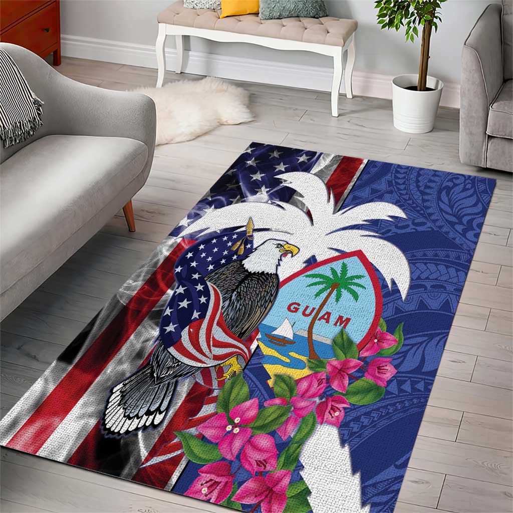 United States Guam Area Rug USA Eagle Guahan Seal Bougainvillea LT14 - Polynesian Pride