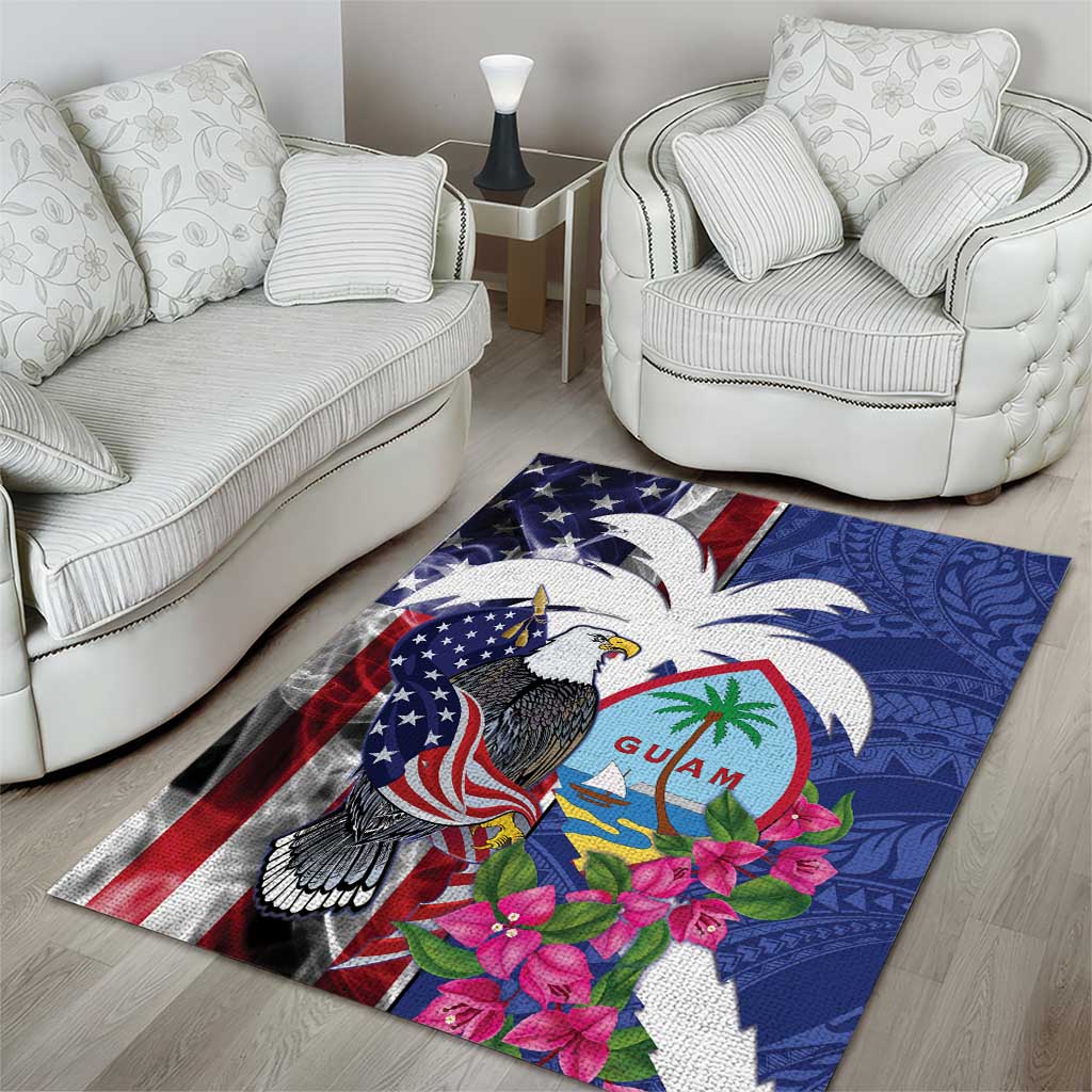 United States Guam Area Rug USA Eagle Guahan Seal Bougainvillea LT14 - Polynesian Pride