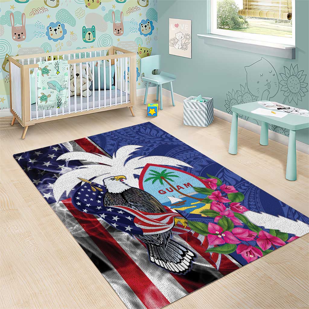United States Guam Area Rug USA Eagle Guahan Seal Bougainvillea LT14 - Polynesian Pride