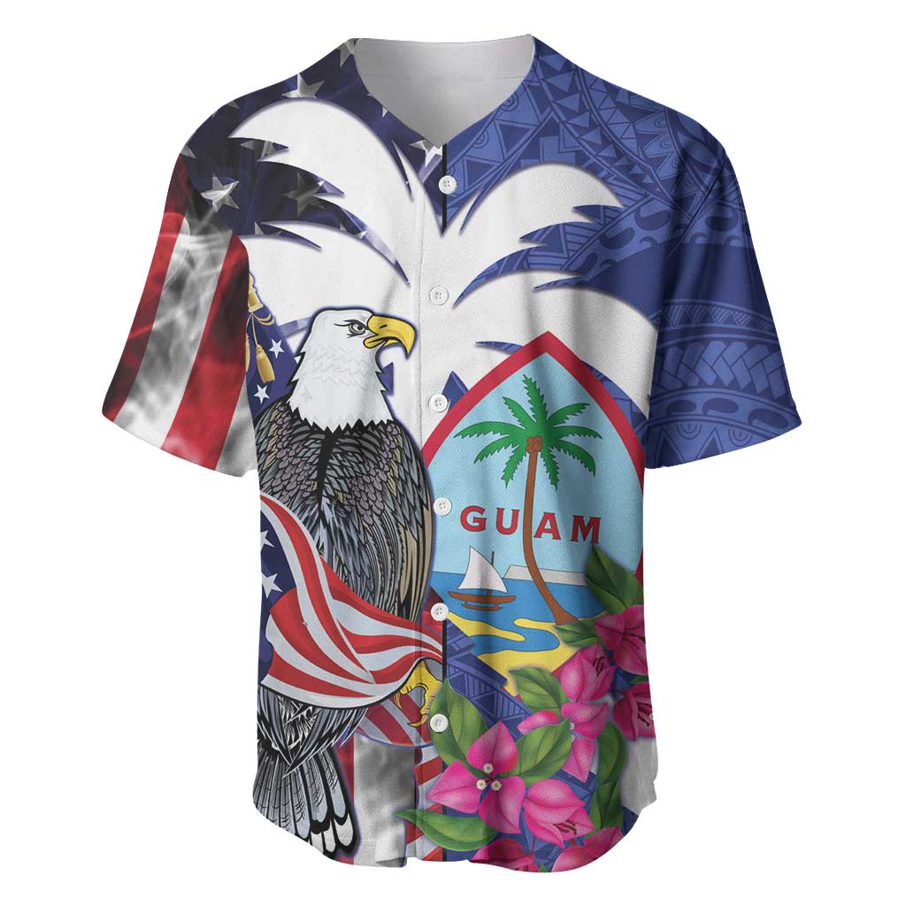 United States Guam Baseball Jersey USA Eagle Guahan Seal Bougainvillea - Polynesian Pride