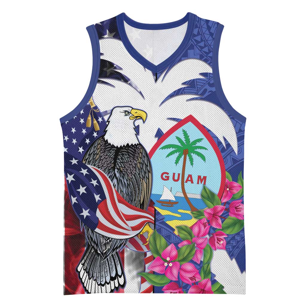 United States Guam Basketball Jersey USA Eagle Guahan Seal Bougainvillea - Polynesian Pride