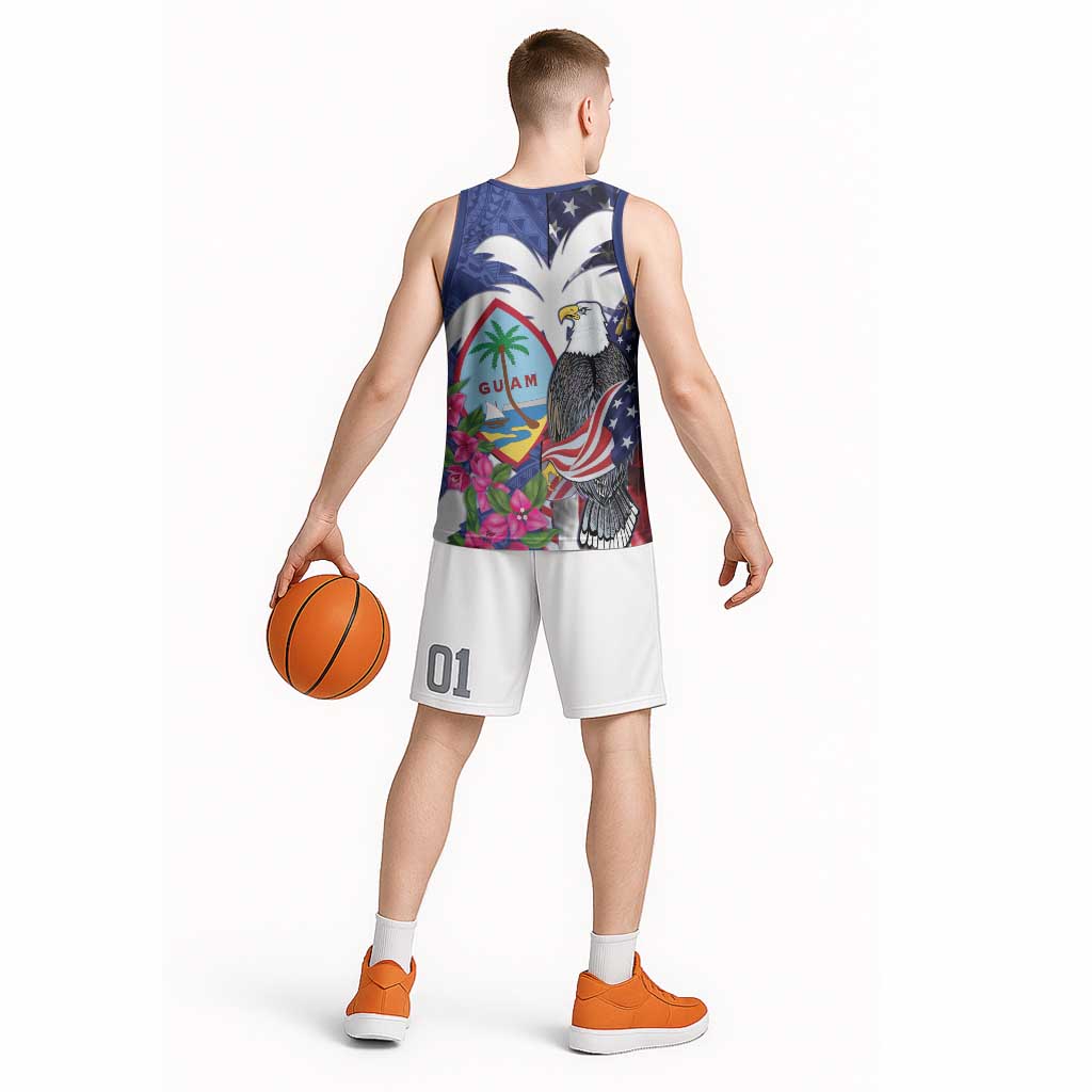 United States Guam Basketball Jersey USA Eagle Guahan Seal Bougainvillea - Polynesian Pride
