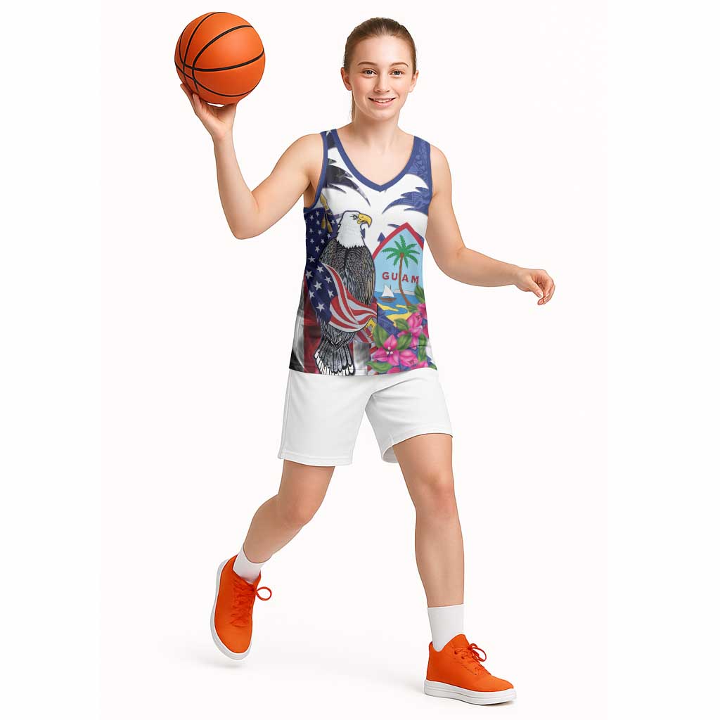 United States Guam Basketball Jersey USA Eagle Guahan Seal Bougainvillea - Polynesian Pride